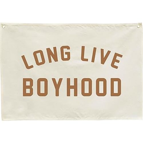 Long Live Boyhood Canvas Banner-Nursery Hanging Rectangular Poster Flag Sign Art for Baby Kids Boy,Nursery Playroom Boyroom Babyroom Decoration,Christmas Gift Idea for Boys 28.5"L x 20"W