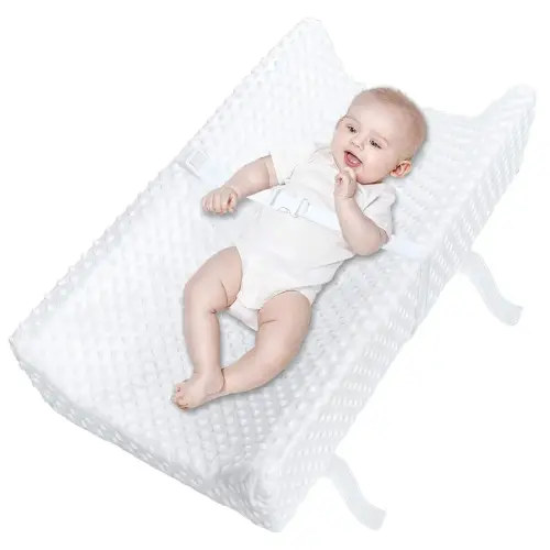 YENING Waterproof Baby Diaper Changing Pad for Dresser with Washable Cover Contoured Changing Table Pad 31.5" x 16" White