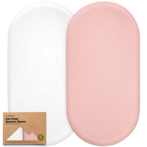 2-Pack Isla Fitted Bassinet Sheets (Rose) Rose