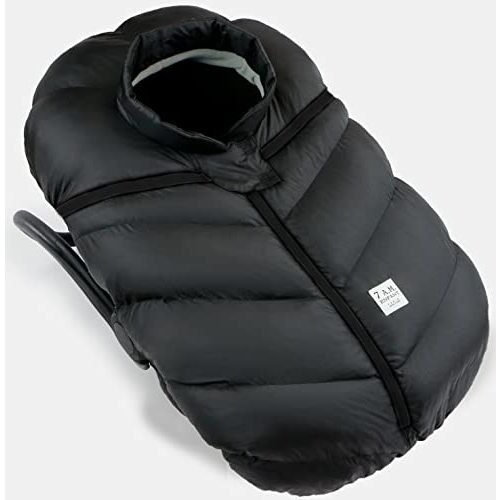 7AM Infant Car Seat Cover - Winter Puffy Cover with Center Zipper for Baby Boys & Girls, Lightweight, Windproof & Water-Repllent Outer Shell, Universal Fit for Infant Car Seat | (0-12M)