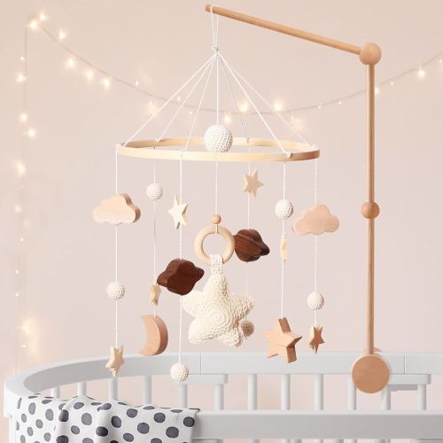 Boho Baby Mobile,Mobile for Crib,Neutral Baby Crib Mobile,Boho Nursery Decor,Handmade Baby Mobile,Boho Crib Mobile Kids Room Nursery Decor(Arm Not Included)