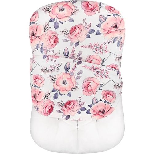 SWESEN Baby Lounger Cover, Removable Infant Lounger Slipcover for Girls, Ultra Soft Cover for Newborn Lounger, Snug Fitting Design, Pink Floral