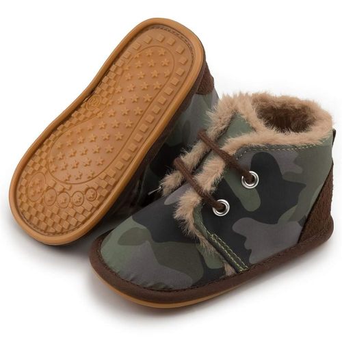 Meckior Baby Booties Newborn Infant Unisex Baby Girls Boys Velvet Rubber Anit-Slip Sole Shoes Toddler Fleece Cozy Winter Warm Prewalker Boots