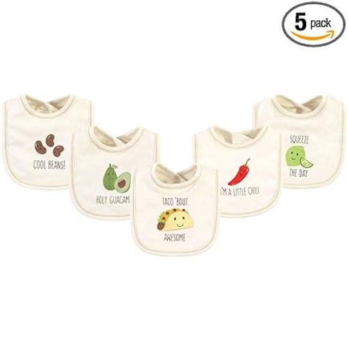 Touched by Nature Unisex Baby Organic Cotton Bibs, Taco, One Size