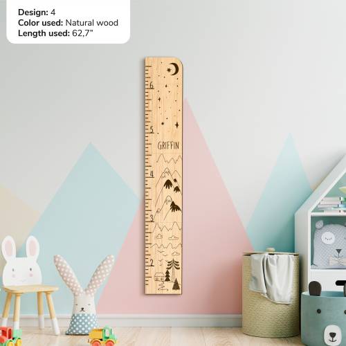 Wooden growth chart Custom growth chart Kids room decor Family height chart Kids growth chart Mountain growth chart Safari nursery decor