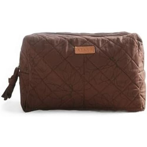 Staya Premium Cotton Toiletry Bag - Travel Cosmetic Pouch with Zipper, 10.2x6.3 Inch (Cacao)