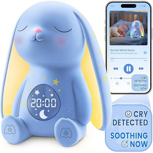 2025 Mom's Choice Awards | White Noise Sound Machine Baby with Night Light, Cry Detection,100 Soothing Sounds, App Control, 150% Battery Life, 50% Faster Sleep, Newborn Essentials