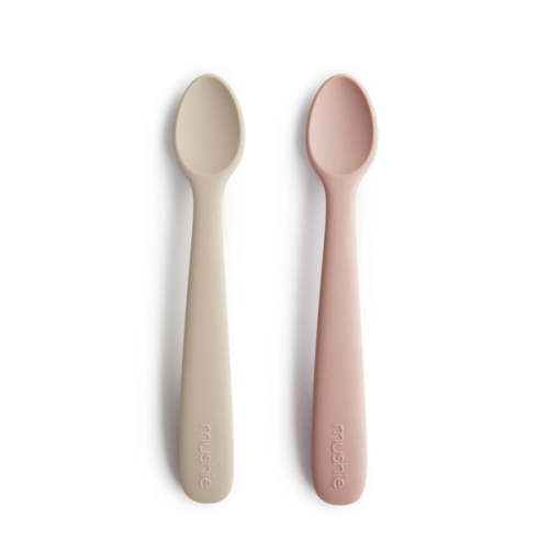Baby Silicone Feeding Spoons (Blush/Shifting Sand) 2-Pack – Mushie