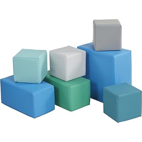 ECR4Kids SoftZone Big Foam Building Blocks, Soft Playset, Contemporary, 7-Piece