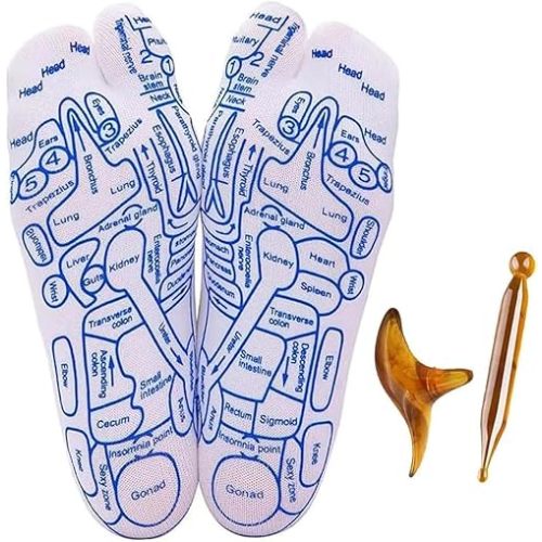 Reflexology Socks Set, Acupressure Reflexology Socks with Trigger Point Massage Tool, Reflexology Foot Massage Socks (Women)