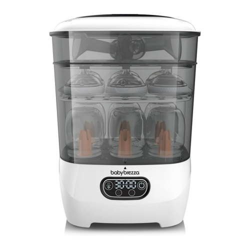 Baby Brezza Bottle Sterilizer and Dryer Advanced Electric Steam Sterilization Machine Universal Sterilizing for All Bottles: Plastic Glass Pacifiers Breast Pump Parts - HEPA Filtration White