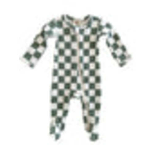 Matcha Milkshake Checkerboard / Organic Zip Footie – SpearmintLOVE