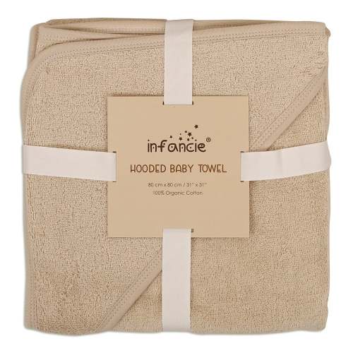 Infancie Organic Cotton Hooded Towel Sand
