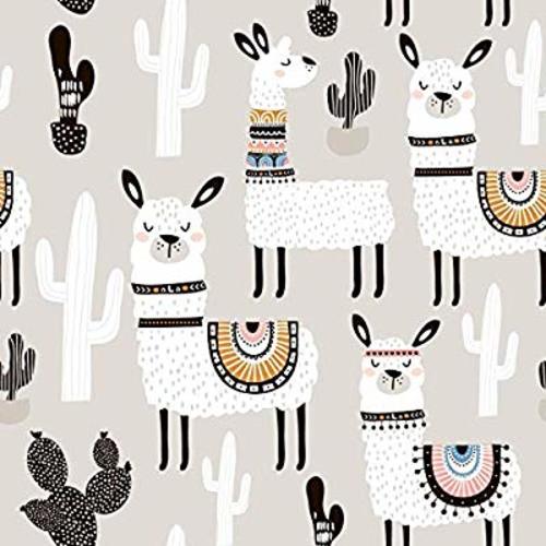 Baby Mat | Splat mat for Under Portable high Chair | Baby Floor mat | Baby Mat | Craft Mat | Anti Slip | 51" Grey Llama | Jazdup - Grey Llamas