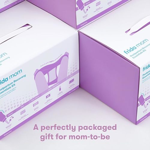 Frida Mom Postpartum Recovery Essentials Kit, Includes Disposable Underwear, Instant Ice Maxi Pads, Perineal Healing Foam, Perineal Healing Pad Liners and Upside Down Peri Bottle (11pc Gift Set) - with Peri Bottle