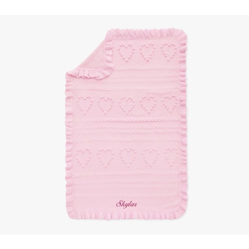 LoveShackFancy Textured Hearts Knit Baby Blanket
