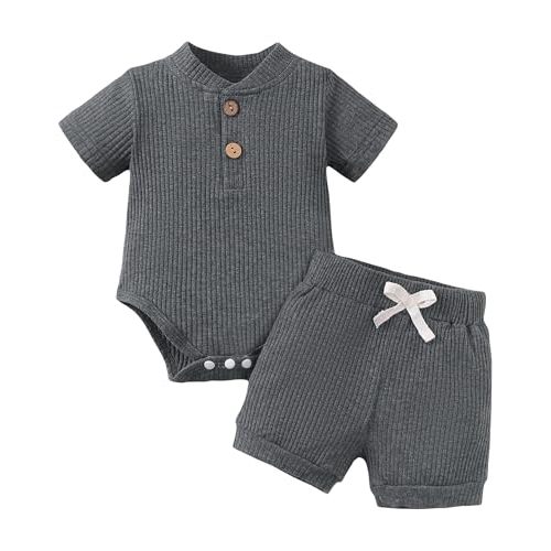 Jecson Newborn Boy Clothes Baby Boy Outfits Set Baby Boy Summer Clothes Soft Cotton Short Sleeve Top and Shorts for 0-18M