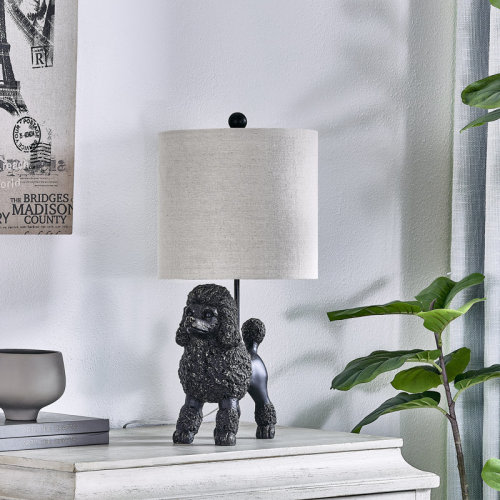 House of Hampton® Resin Poodle Dog Table Lamp With Linen Shade & Reviews | Wayfair