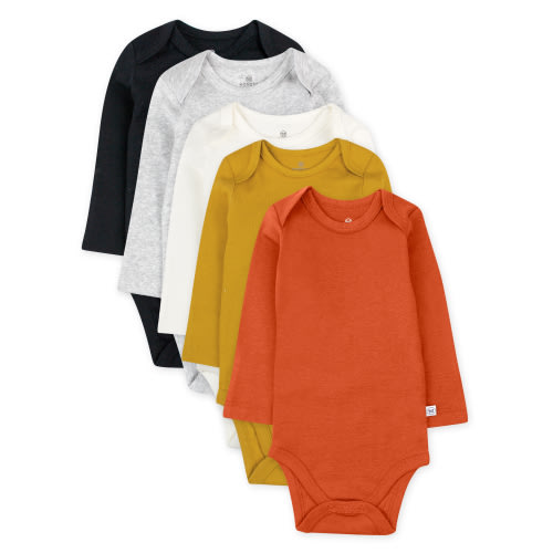 Honest Baby Clothing Organic Cotton Baby Long Sleeve Bodysuits, 5-Pack, Sizes Newborn-24 Months
