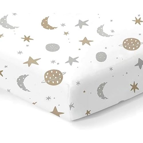 100% Organic Cotton Fitted Sheets for Standard Crib and Toddler Mattresses/Pads 28” x 52” and up to 6” Thick. Boys and Girls. Fits, Dream On Me, Lullaby, Safety 1st, Newton, and Other Brands.