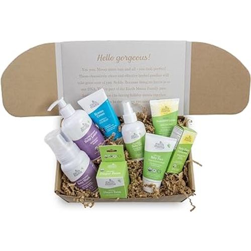 Earth Mama Baby Love Gift Set|Organic Baby Essentials Skin Care, Baby Lotion & Wash, Baby Oil, Eczema Cream, Nose & Cheek Balm, SPF 40 Baby Sunscreen Lotion & Face Stick and Diaper Balm, 8-Piece Set