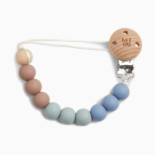 AEIOU Silicone Pacifier Clip - Sky Multi