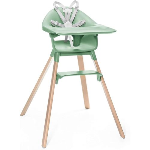 Stokke Clikk High Chair, White - All-in-One High Chair with Tray + Harness - Light, Durable & Travel Friendly - Ergonomic with Adjustable Features - Best for 6-36 Months or Up to 33 lbs