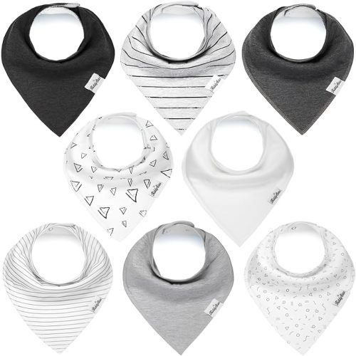Premium Drooling Bibs or Bandana Bibs | Organic Cotton Toddler Bibs for Spit-Ups, Teething, Feeding Time - Classic(8 Pack)