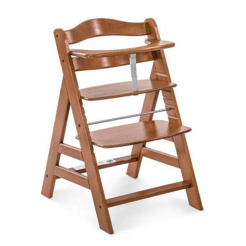 Hauck Alpha+ Grow Along Wooden High Chair Seat With White Removable Tray Table And Grey Deluxe Seat Cushion Pad For Babies 6 Months And Up, White