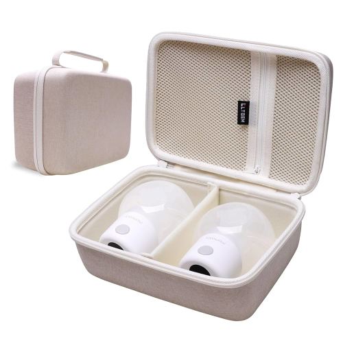LTGEM Hard Case Compatible with 2pcs Momcozy S12 Pro / S12Pro / S9 / M5 / All Momcozy Wearable Breast Pump Suitable for Storage, Khaki
