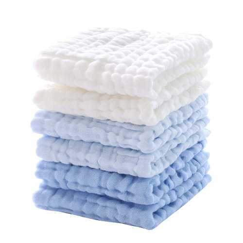 Baby Muslin Washcloths - Soft Face Cloths for Newborn. Absorbent Bath Face Towels. Baby Wipes. Burp Cloths or Face Towels. Baby Registry as Shower. Pack of 6 -12x12 inches (Blue)