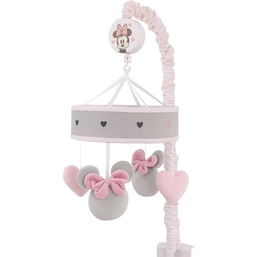 Disney Minnie Mouse My Happy Place Pink, Gray, and White Plush Musical Mobile