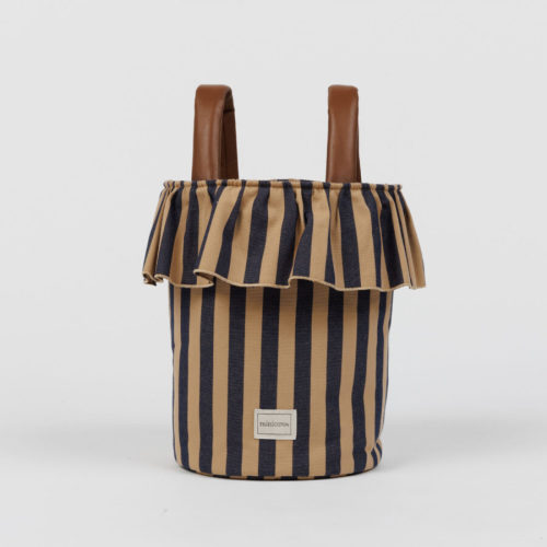 Basket Stripes - Navy + Caramel - Minicoton
