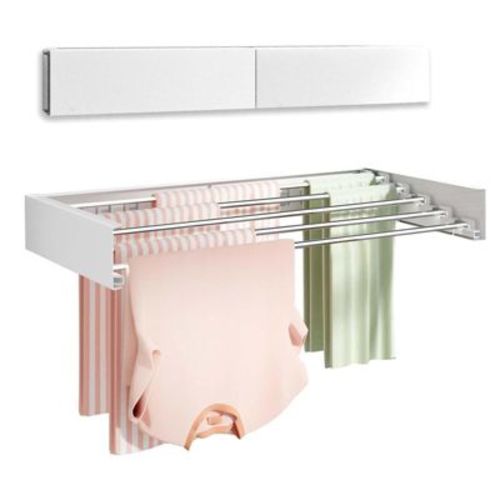 Wall-Mounted Dry Racks, 80/100cm 5/6 Poles Retractable Clothes Drying Rack with Towel Rails