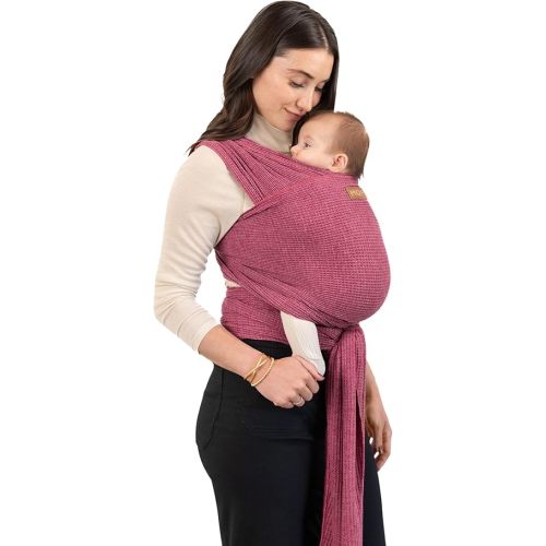 Moby Baby Wrap Carrier Waffle Knit for Newborns to Toddlers (8-33lbs), Infant Sling Carrier, Lightweight & Hands Free Design for Mom and Dad, Adjustable for All Body Types (Desert Rose)