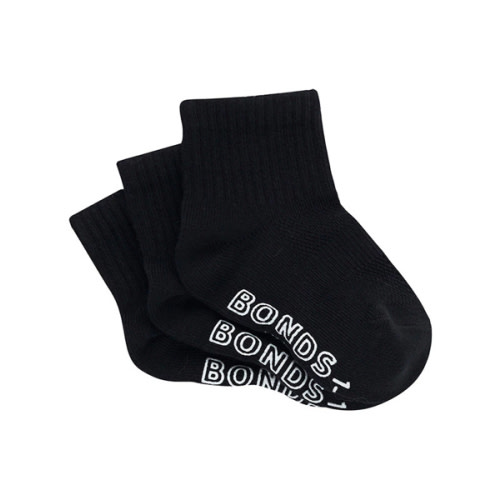 BONDS Baby Lightweight Quarter Crew 3 Pack | RXU83N | Black
