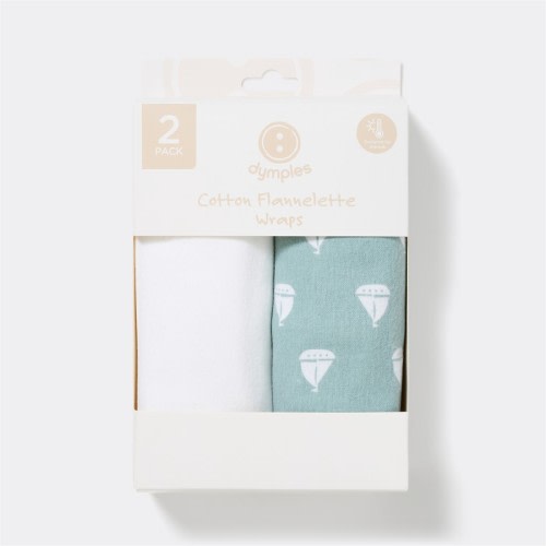 Dymples Cotton Flannelette Wraps 2 Pack - Boats