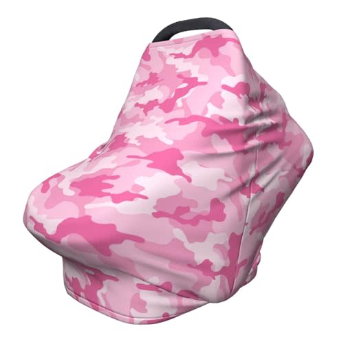 Pink Camo Baby Car Seat Canopy Cover Baby Stuff, Nursing Breastfeeding Covers Infant Carseat Cover for Boys and Girls Newborn Shower Gifts
