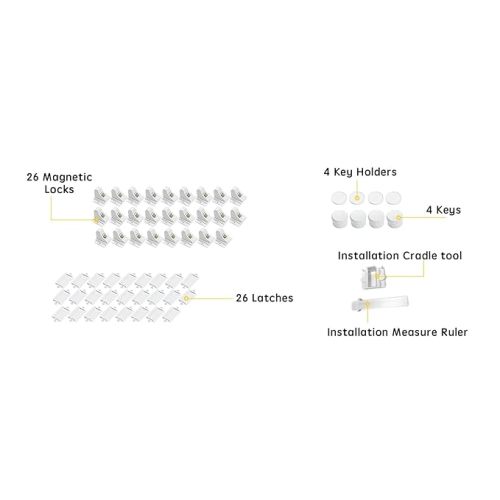 Vmaisi ChildProof Magnetic Cabinet Locks (26 Locks and 4 Keys) - Standard - 26.0