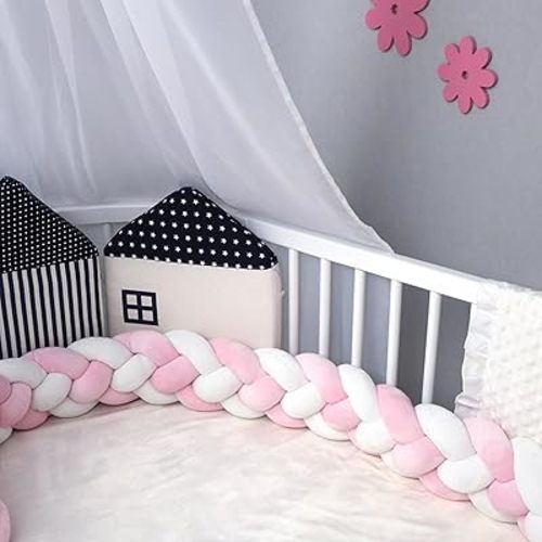 Updated Multi -Purpose Knot Pillow, 4 Thicker Braids Care Knot Pillow Ball for Use On Cribs and Cradles,MixColours3-78inch