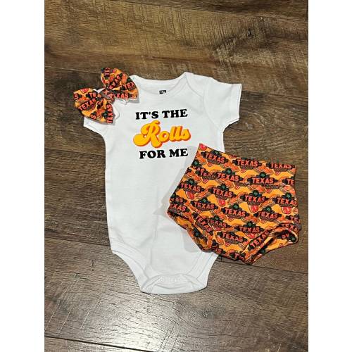 It's The Rolls For Me Bummies Bodysuit Bow