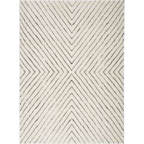 Nourison Cozy Modern Scandinavian Indoor Area Rug Ivory Black 7'10"x9'10"