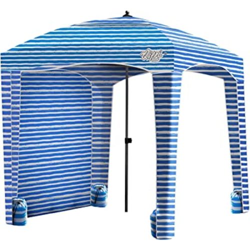 Qipi Beach Cabana - Easy to Set Up Canopy, Waterproof, Portable 6' x 6' Beach Shelter, Included Side Wall, Shade with UPF 50+ UV Protection, Ultimate Sun Umbrella - for Kids, Family & Friends