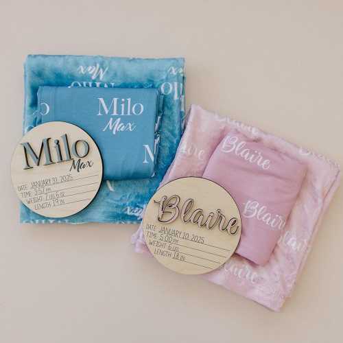 Swaddle Bundle, Baby Name Swaddle, 3D Birth Stat and Name Sign, 3D Birth Announcement Sign, Baby Swaddle Set Options, Newborn Name Swaddle