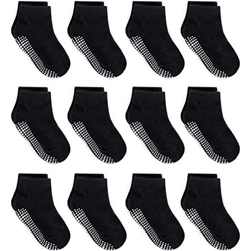 ZAPLES Baby Non Slip Grip Ankle Socks with Anti Skid Grippers Boys Girls Low Cut for Infants Toddlers Kids