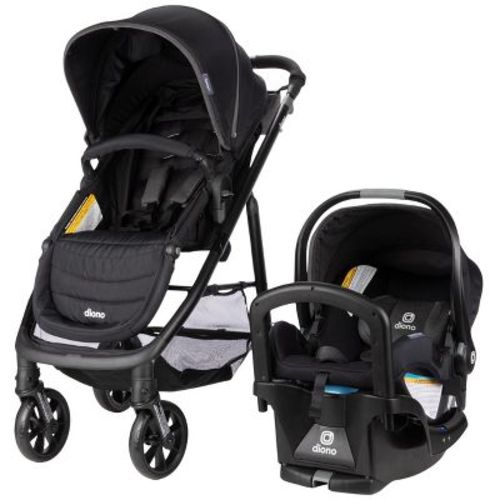Diono Quantum 4 3-in-1 Travel System with LiteClik30 R SafePlus Infant Car Seat and Base, Black Jet