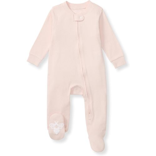 Burt's Bees Baby Girls Footed One-Piece Pajamas, Sleep and Play Loose Fit, 100% Organic Cotton, Sizes NB to 6-9 Months