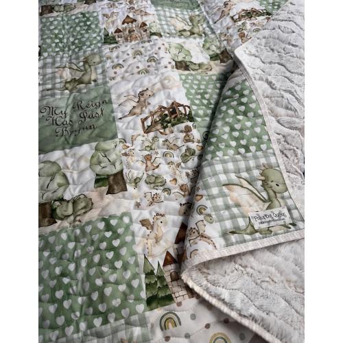 Baby Boy Quilt| Handmade| Dragon Theme| Nursery Decor| Dragon Baby Blanket| Baby Gift| Crib Bedding| Ready to Ship