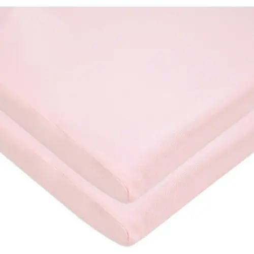 American Baby Company 2 Pack 100% Cotton Knit Fitted 18" x 36" Cradle/Bassinet Sheet - Compatible with Mika Micky Bassinet, Pink, Soft Breathable, for Girls