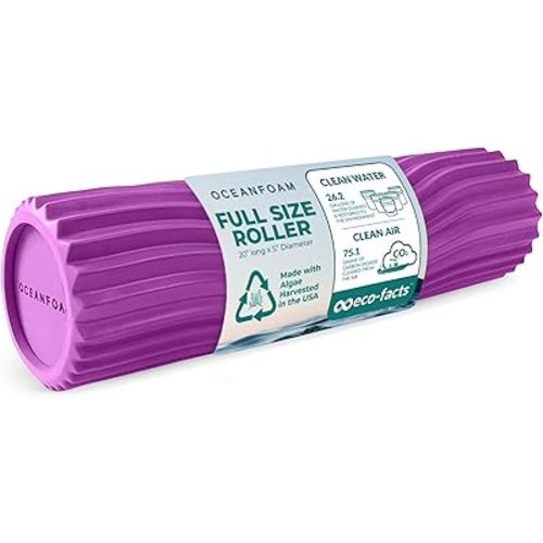 Oceanfoam Tidal Roller - Magenta - Muscle Massage Foam Roller for Back Pain & Stretching - Firm and Ergonomic Wide Wave Textured - Yoga, Athletics, & Wellness - Full Size, 20" x 5"